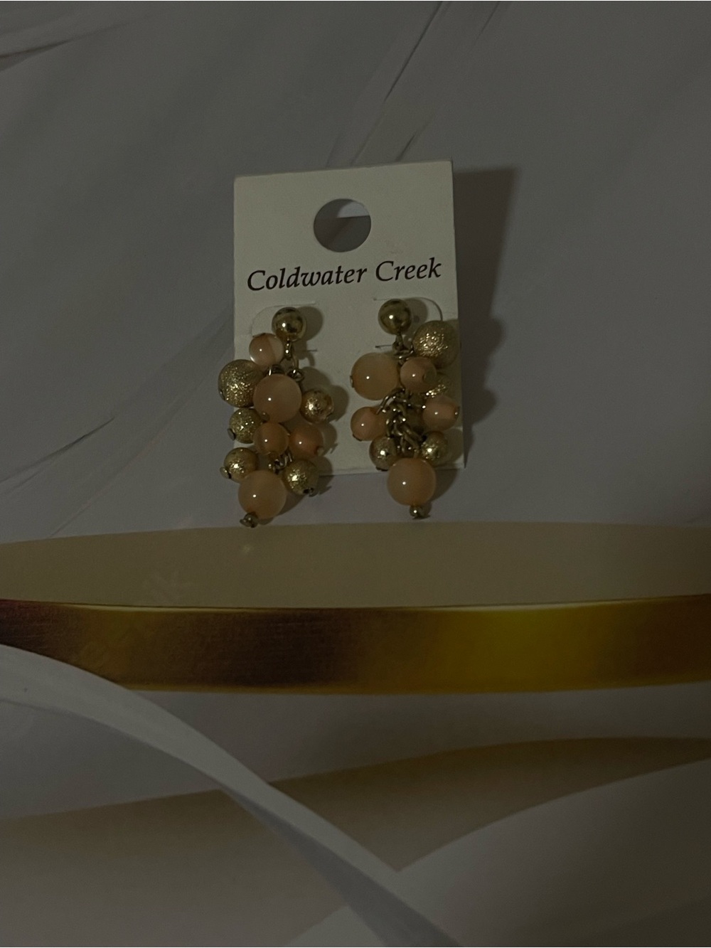 Coldwater Creek Gold and Peach Cluster Drop Earrings